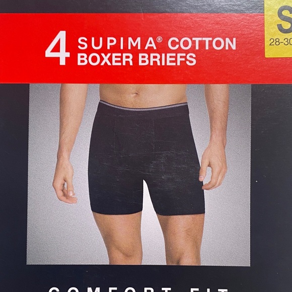 Kirkland Signature Supima Cotton Boxer Briefs - Black 4-pack Size Small - Picture 2 of 7